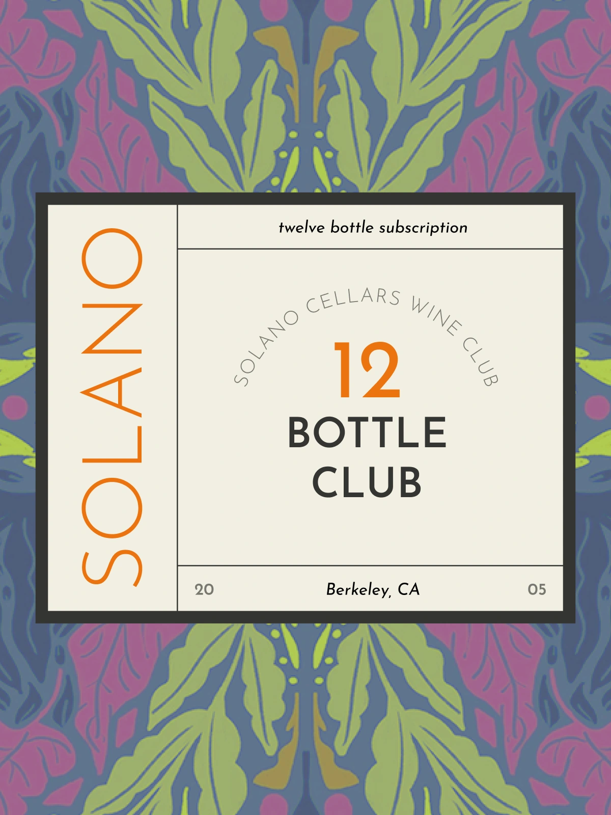 Twelve-bottle Solano Cellars club label