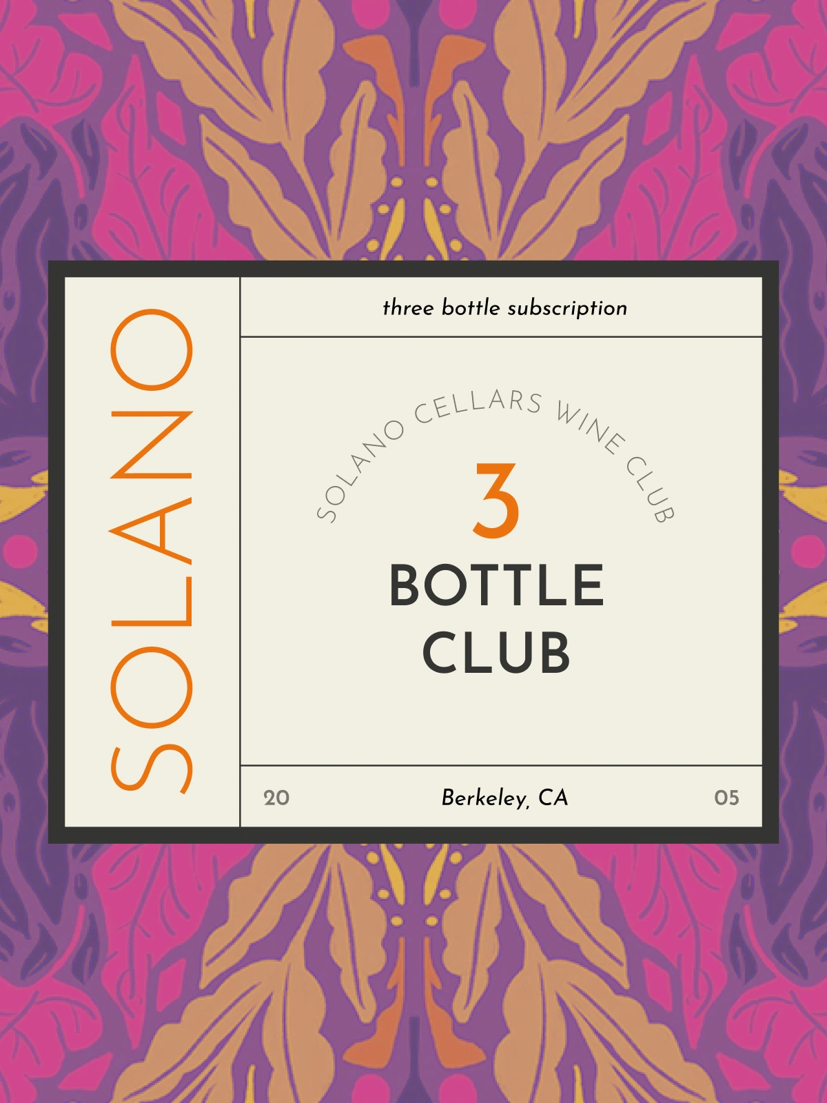 Three-bottle Solano Cellars club label