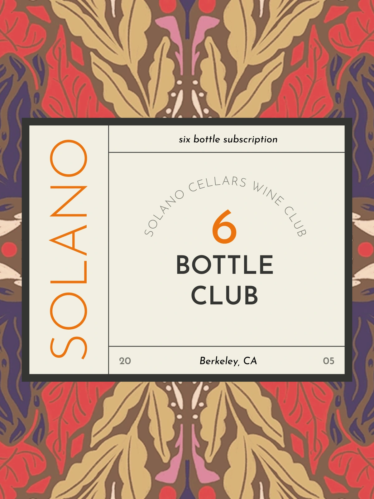 Six-bottle Solano Cellars club label